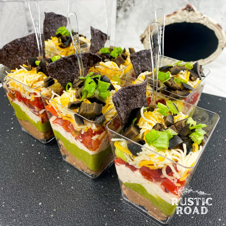 game day recipe 7 layer dip cups