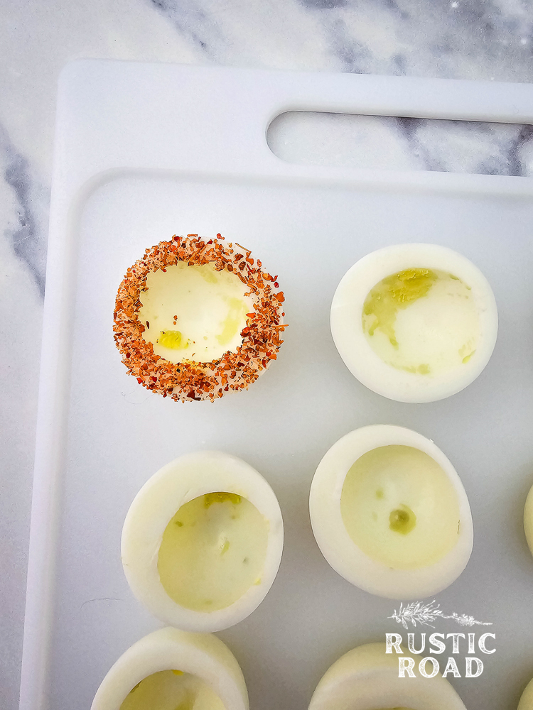 Bloody Mary Deviled Eggs