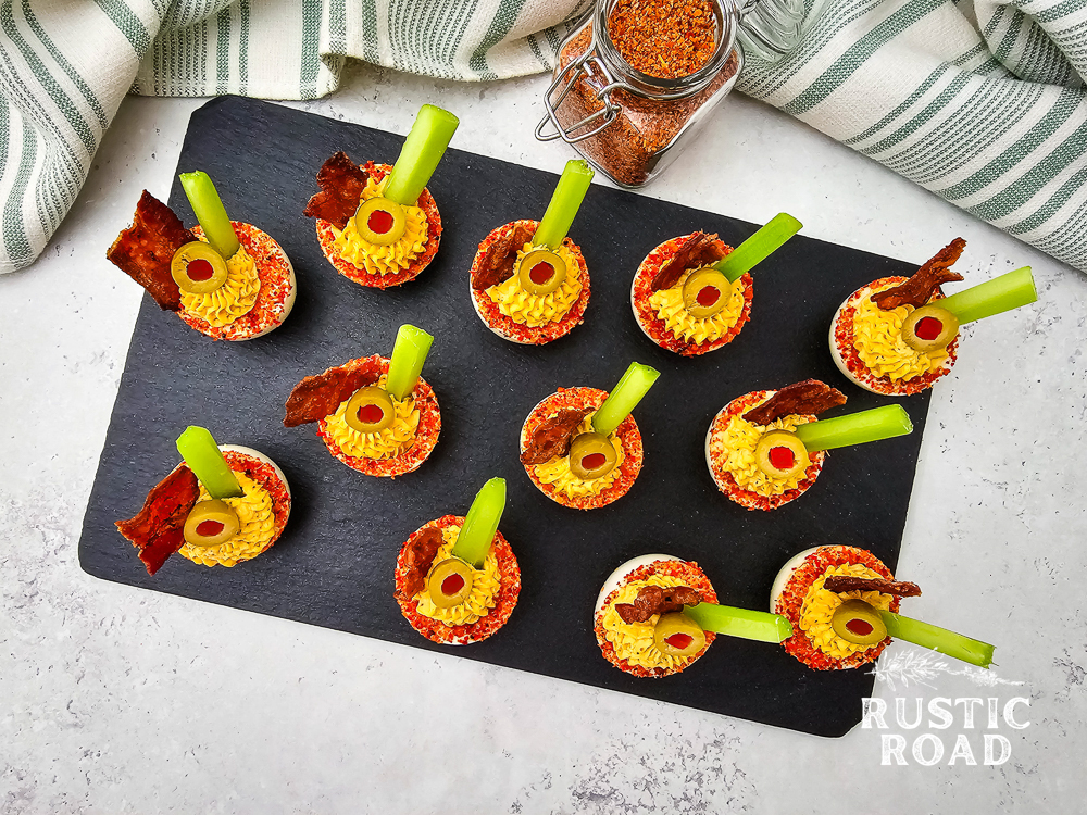 Bloody Mary Deviled Eggs