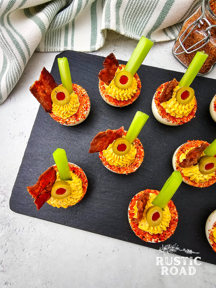 Bloody Mary Deviled Eggs