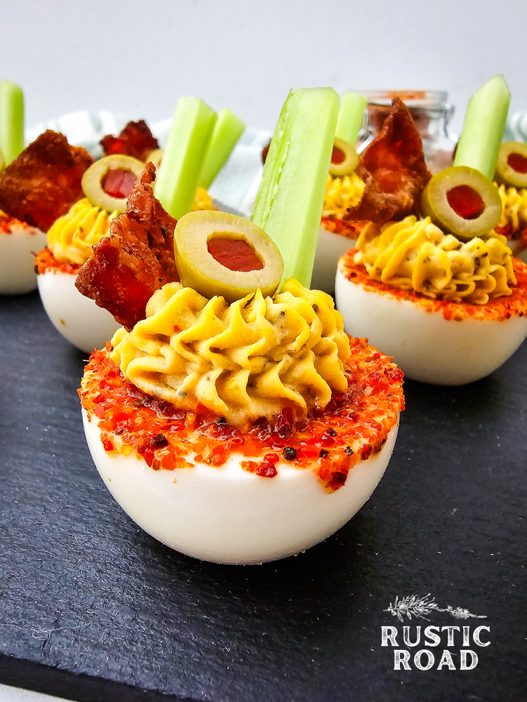 Bloody Mary Deviled Eggs